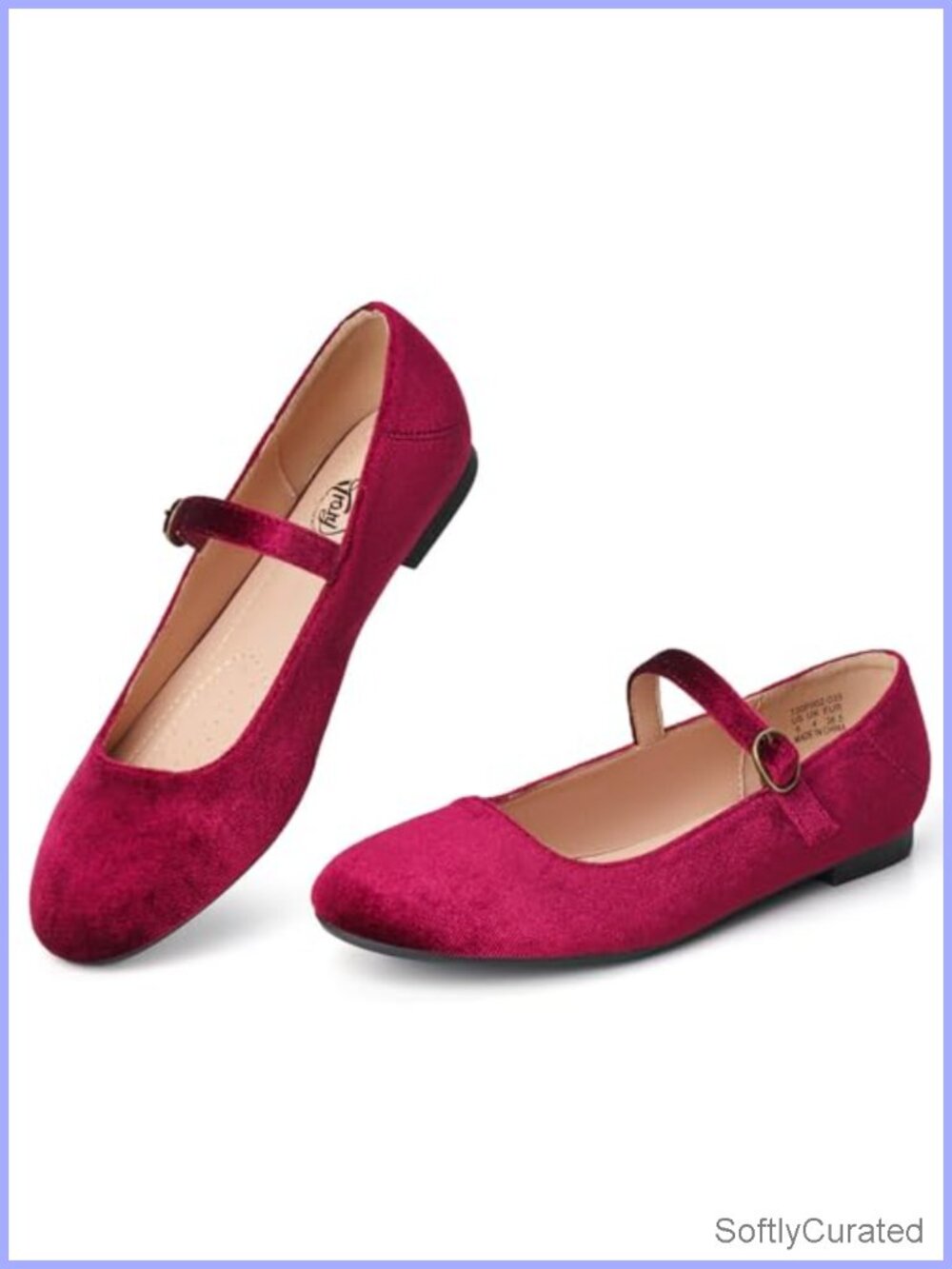 Mary Jane Ballet Flats Round Toe Dress Shoes Buckle Strap Faux Leather